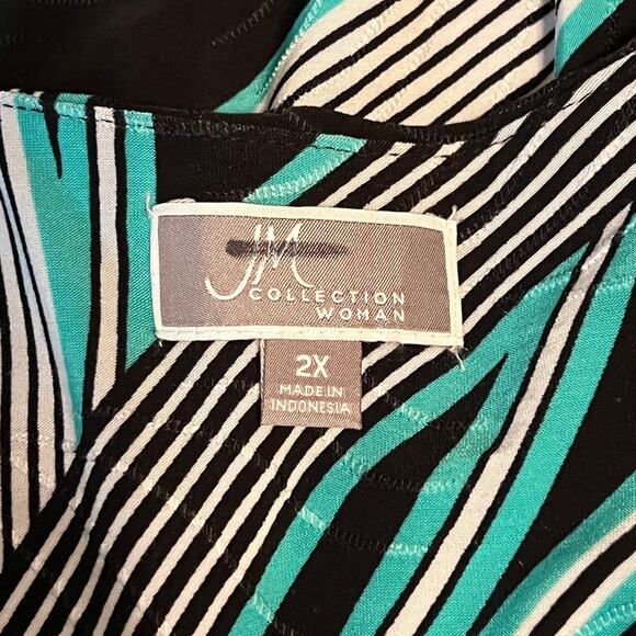 JM Collection Green & Navy Tunic Size 2X - Picture 5 of 5